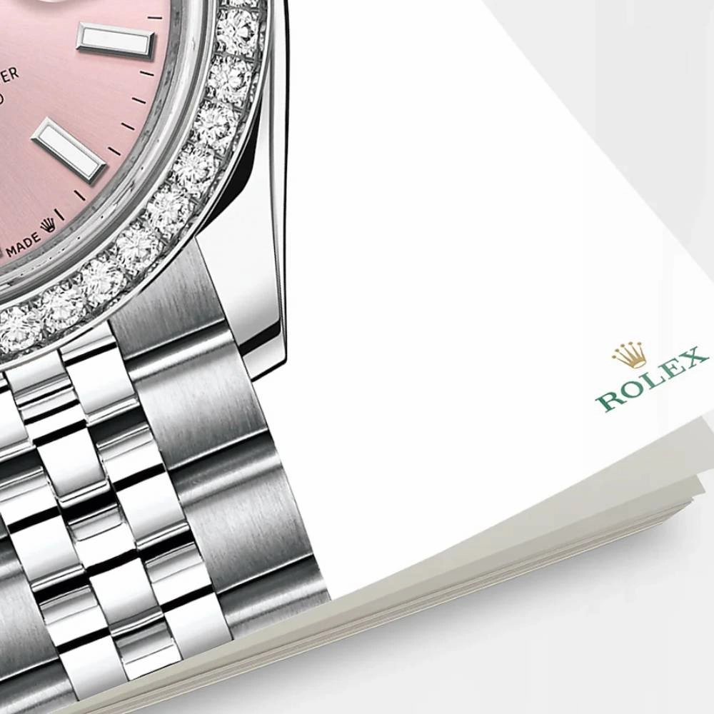 Rolex Lady-Datejust 28mm - Ref: 279384rbr-0001 - Pink Stick Dial & Diamond Bezel, Stainless Steel Jubilee Bracelet Women's Watch