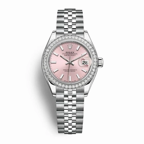 Rolex Lady-Datejust 28mm - Ref: 279384rbr-0001 - Pink Stick Dial & Diamond Bezel, Stainless Steel Jubilee Bracelet Women's Watch