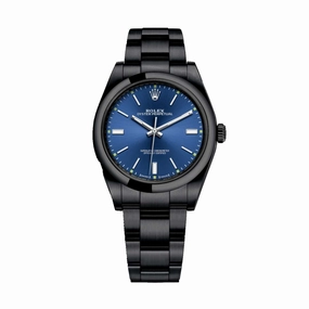 Rolex Oyster Perpetual 39mm - Ref: 114300-0003-pvd-2 - Blue Stick Dial, Black PVD Stainless Steel Oyster Bracelet Watch