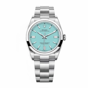 Rolex Oyster Perpetual "Tiffany" 36mm | Stainless steel bracelet | Turquoise Tiffany Blue dial Smooth bezel | Men's Watch 126000-0006