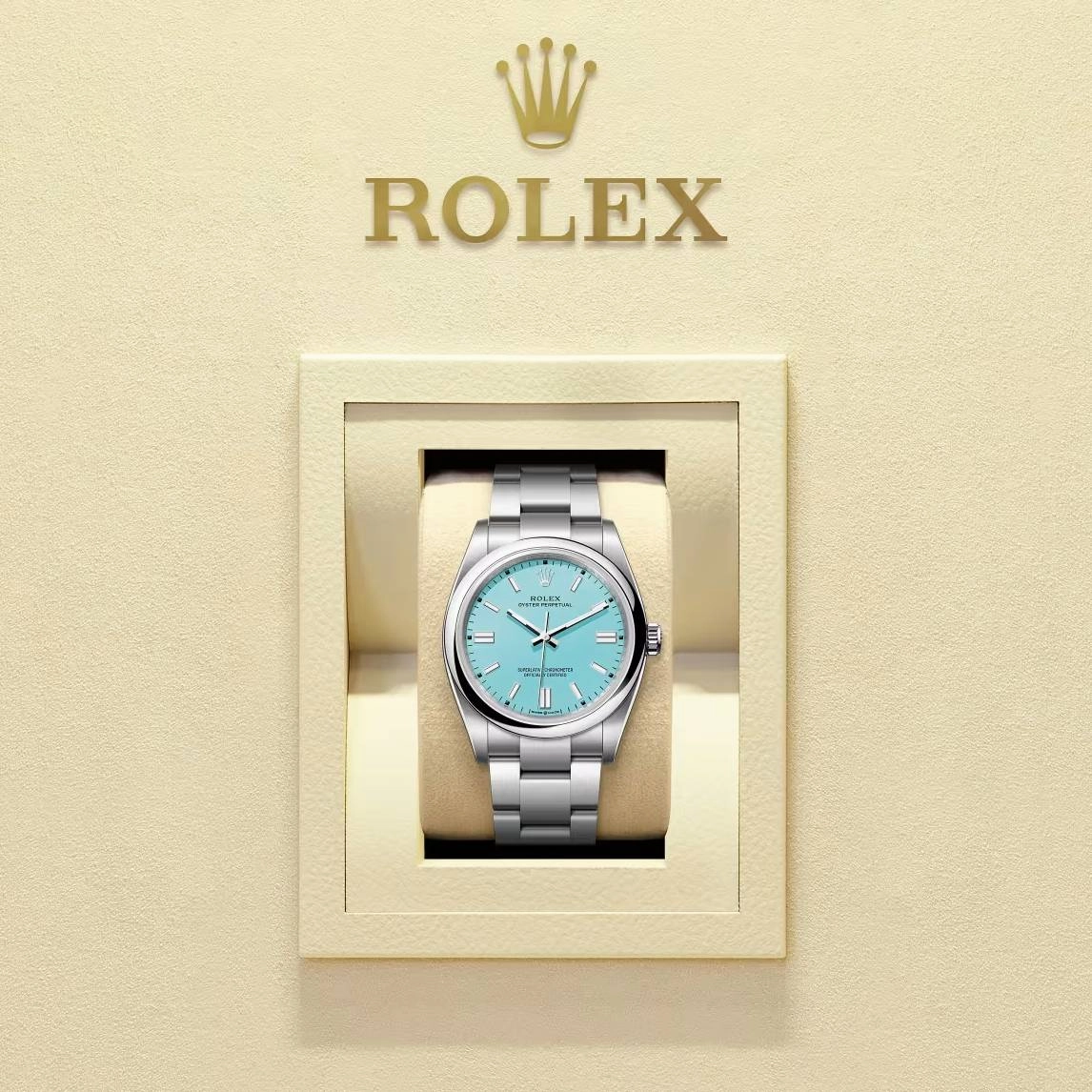 Rolex Oyster Perpetual "Tiffany" 36mm | Stainless steel bracelet | Turquoise Tiffany Blue dial Smooth bezel | Men's Watch 126000-0006
