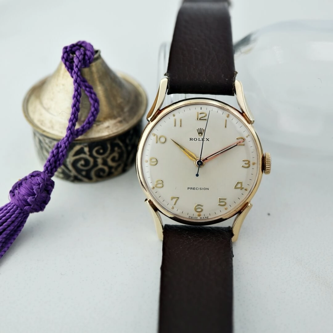 Rolex Precision 9k Gold, 1959 Men's Vintage Watch