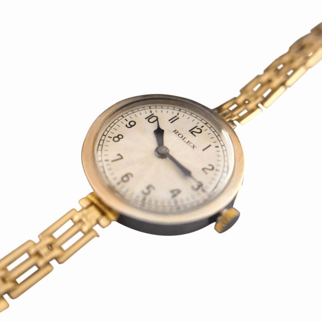 Rolex Rare Flat Bezel 9ct Gold 1920's Ladies Vintage Watch