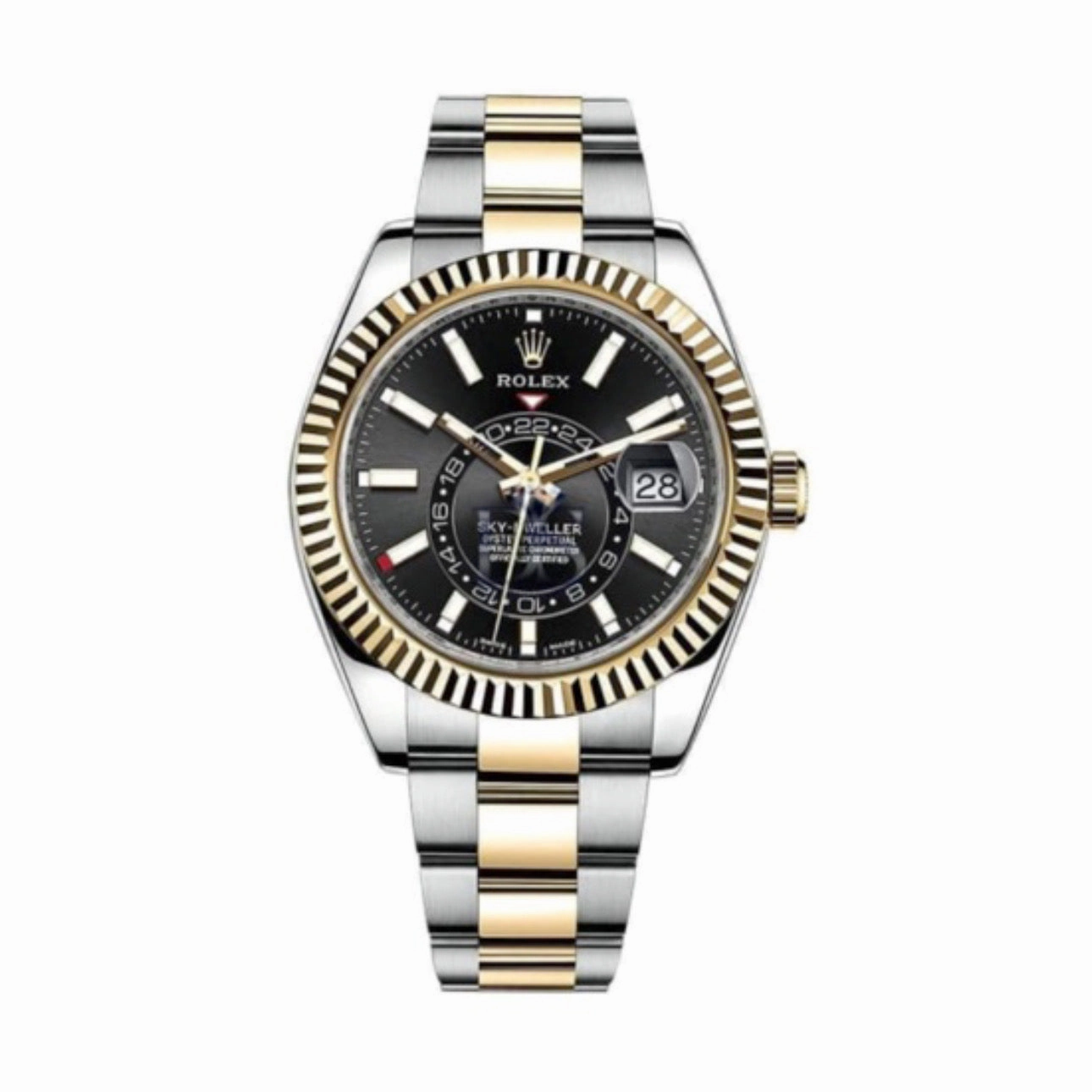Rolex Sky-Dweller 42mm - Ref: 326933-0002 - Bright Black Stick Dial, Two Tone Stainless Steel & 18K Yellow Gold Oyster Bracelet Watch