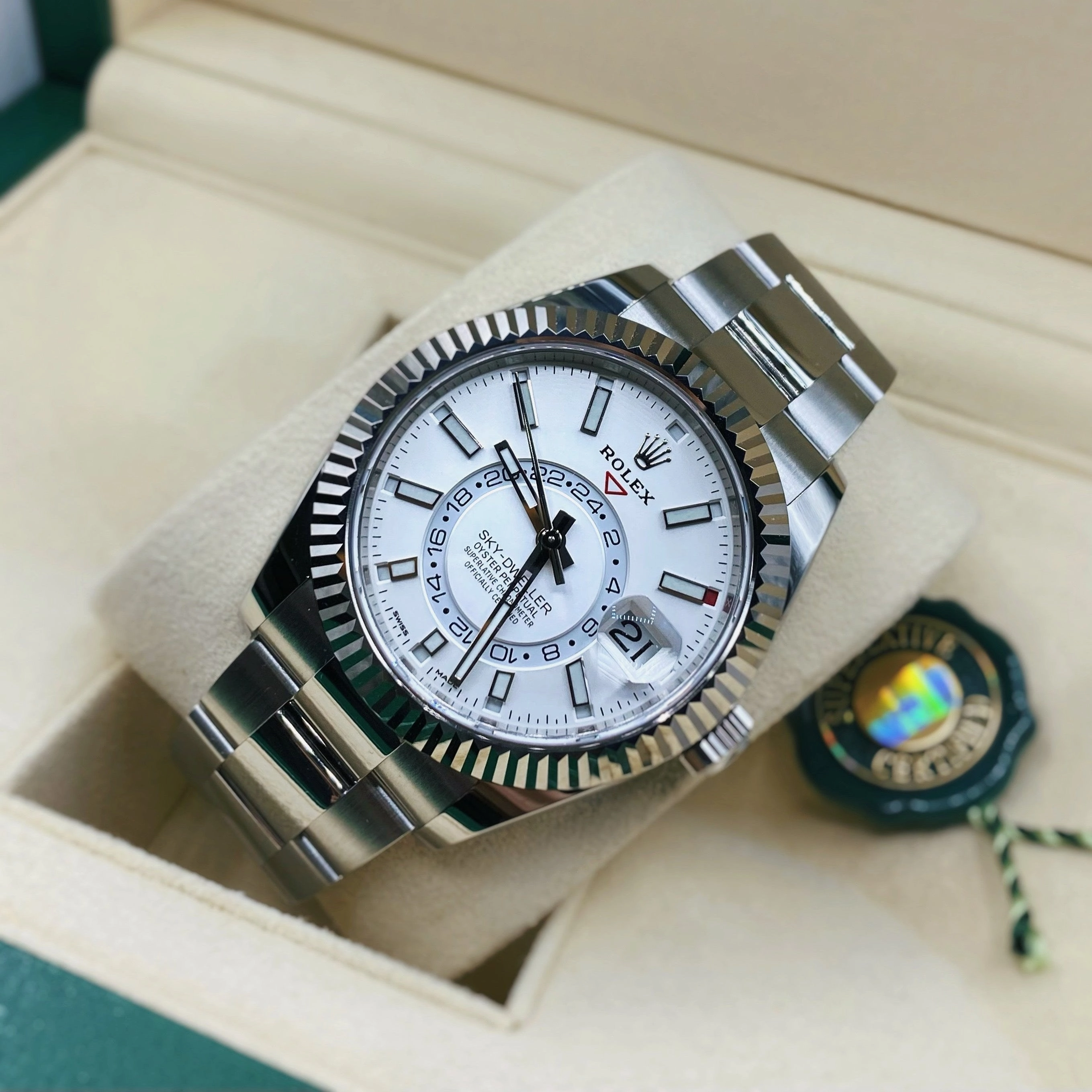 Rolex Sky-Dweller 42mm - Ref: 326934-0001 - Intense White Stick Dial, Stainless Steel Oyster Bracelet Watch