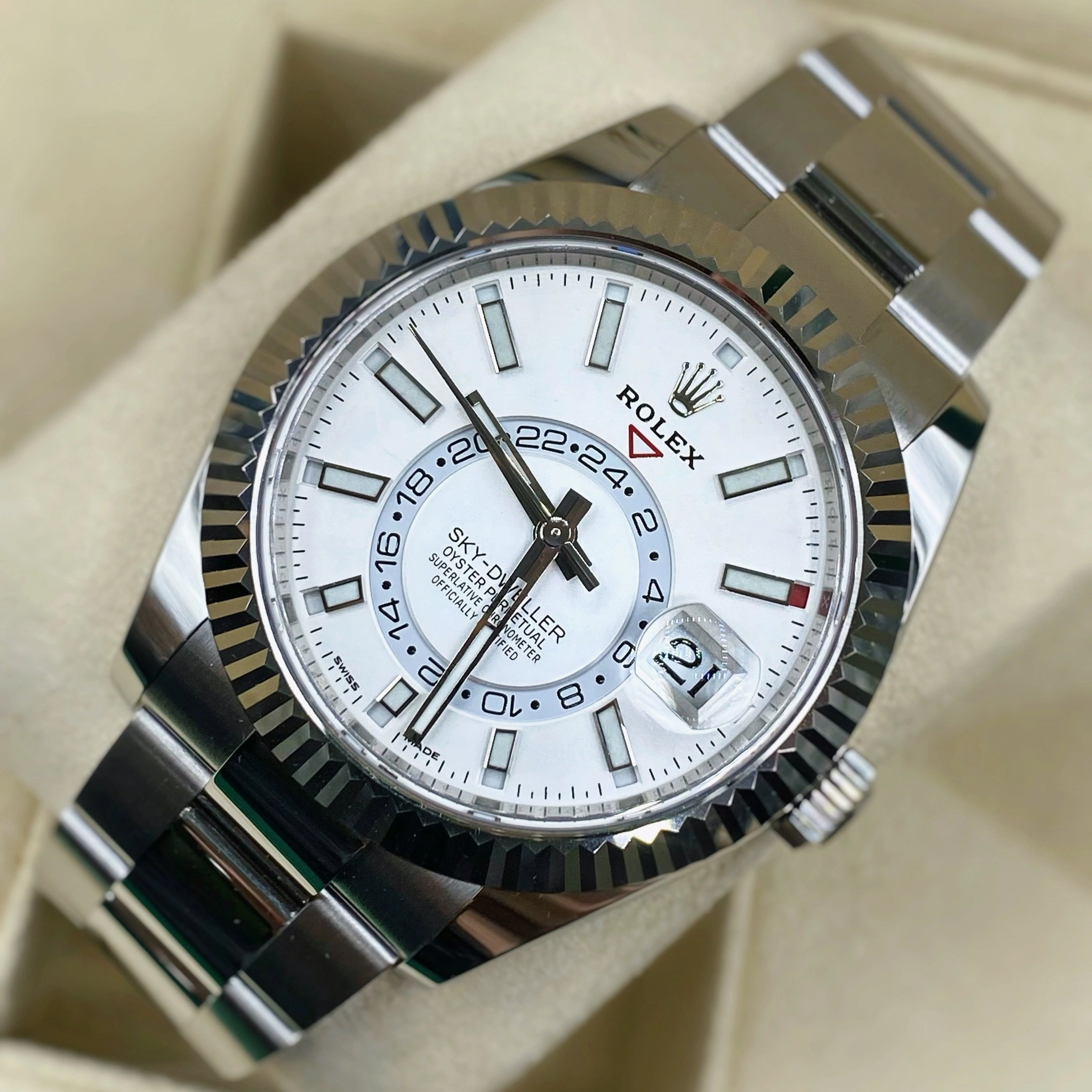 Rolex Sky-Dweller 42mm - Ref: 326934-0001 - Intense White Stick Dial, Stainless Steel Oyster Bracelet Watch
