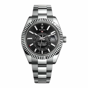 Rolex Sky-Dweller 42mm - Ref: 326934-0005 - Bright Black Stick Dial, Stainless Steel Oyster Bracelet Watch