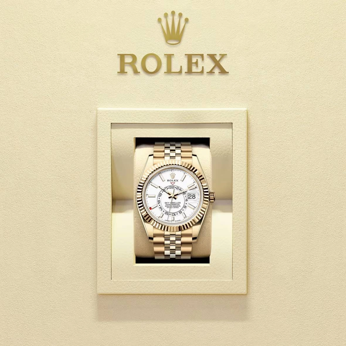 Rolex Sky-Dweller 42mm - Ref: 336938-0006 - Intense White Stick Dial, 18K Yellow Gold Jubilee Bracelet Watch