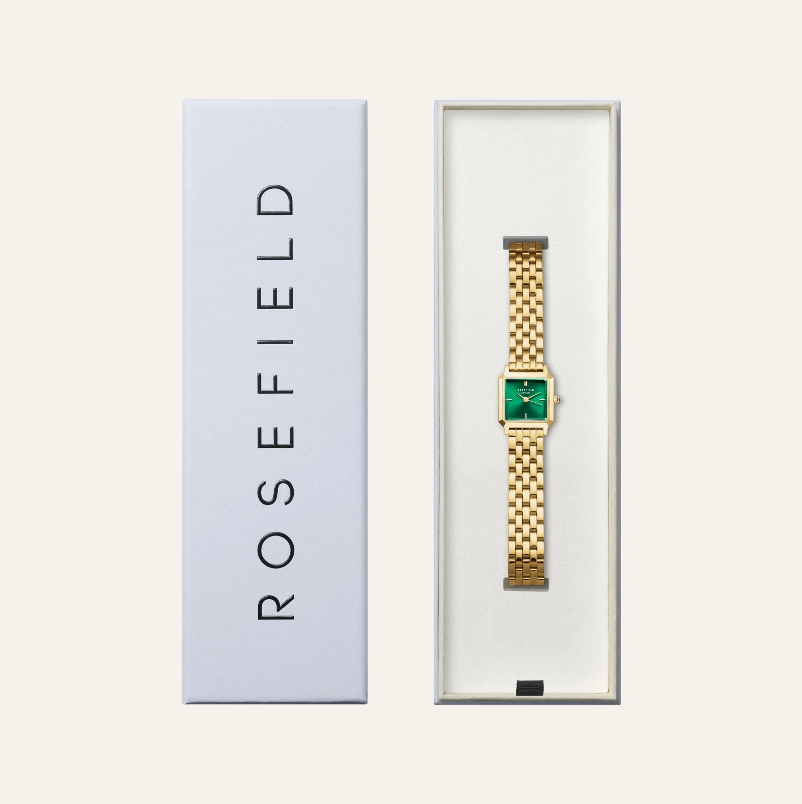 Rosefield Boxelle Green Dial Stainless Steel Watch BEGSG-B05