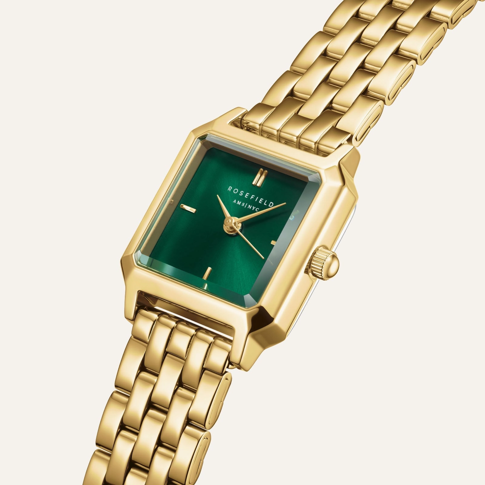 Rosefield Boxelle Green Dial Stainless Steel Watch BEGSG-B05