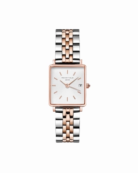 Rosefield Mini Boxy Silver Dial Stainless Steel Watch QMWSSR-Q024