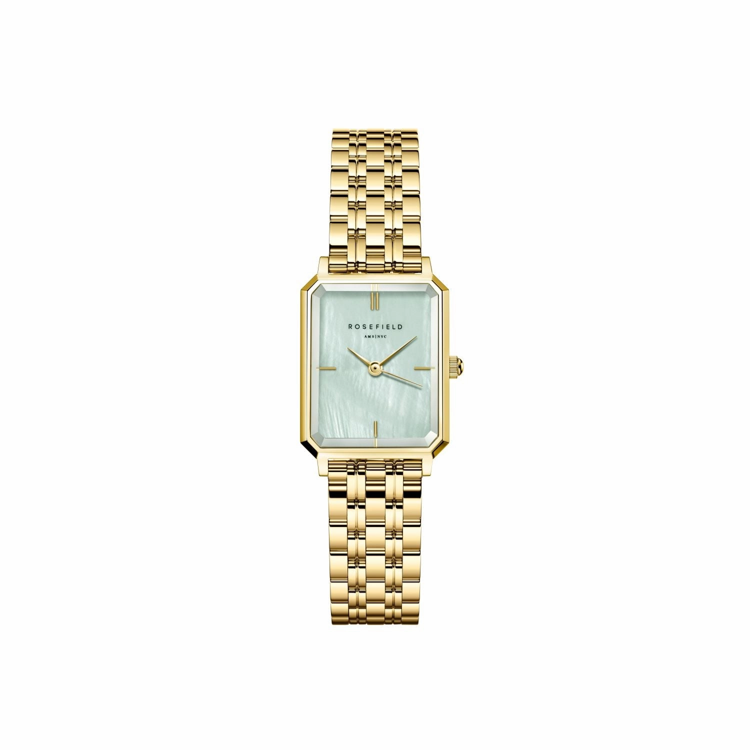 Rosefield Octagon XS Green MOP Steel Gold Watch OGGSG-O71