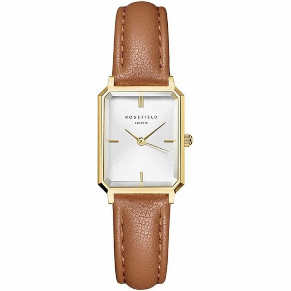 Rosefield Octogon XS White Sunray Dial Gold-Toned Watch