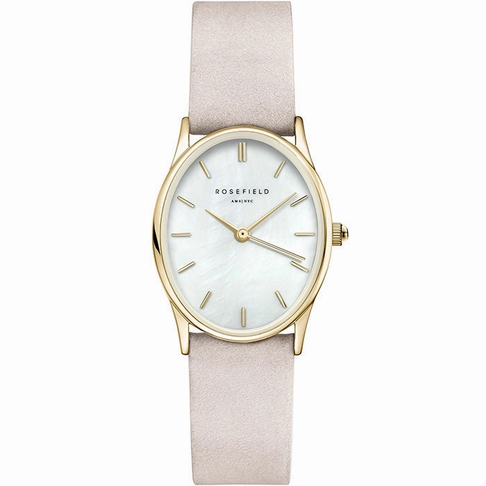 Rosefield Oval White Dial Light Grey Leather Watch OWGLG-OV05