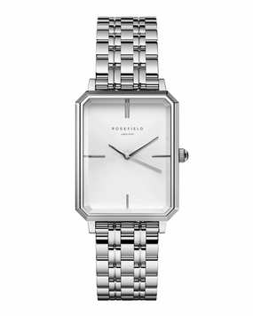 Rosefield The Octagon White Sunray Steel Silver Watch OCWSS-O41