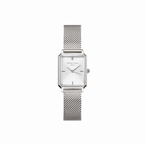 Rosefield The Octagon XS Mesh White Silver Watch OWSMS-O74