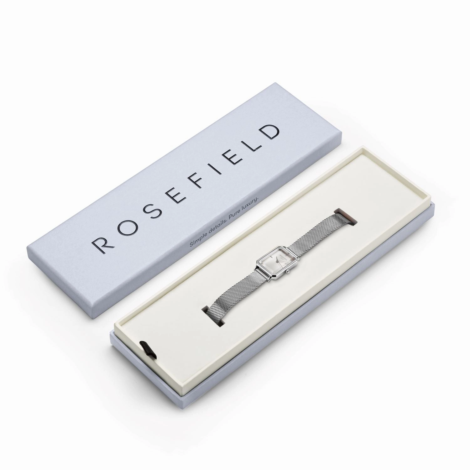 Rosefield The Octagon XS Mesh White Silver Watch OWSMS-O74