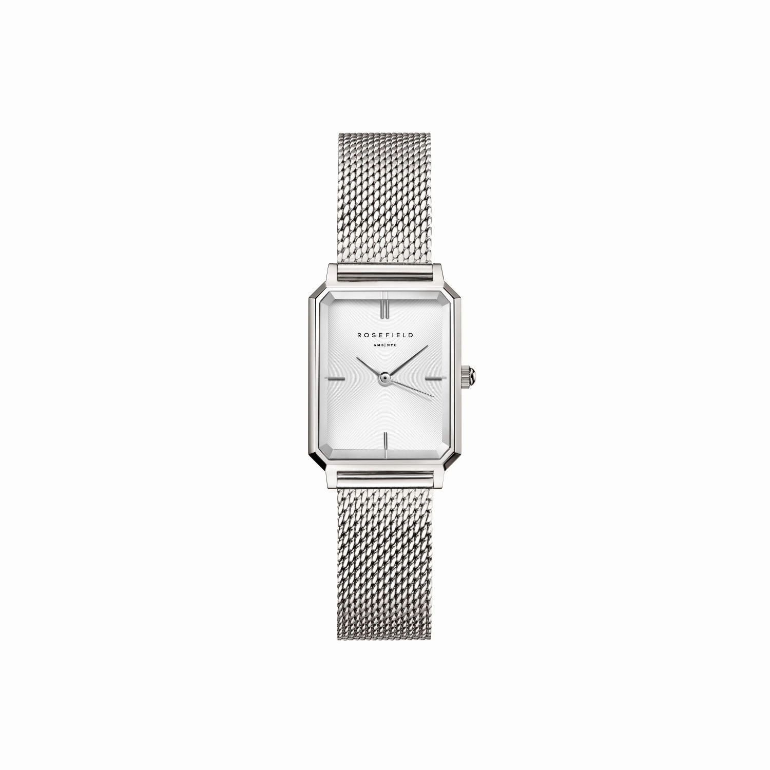 Rosefield The Octagon XS Mesh White Silver Watch OWSMS-O74