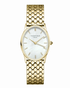 Rosefield The Oval White MOP Steel Gold Watch OWGSG-OV01