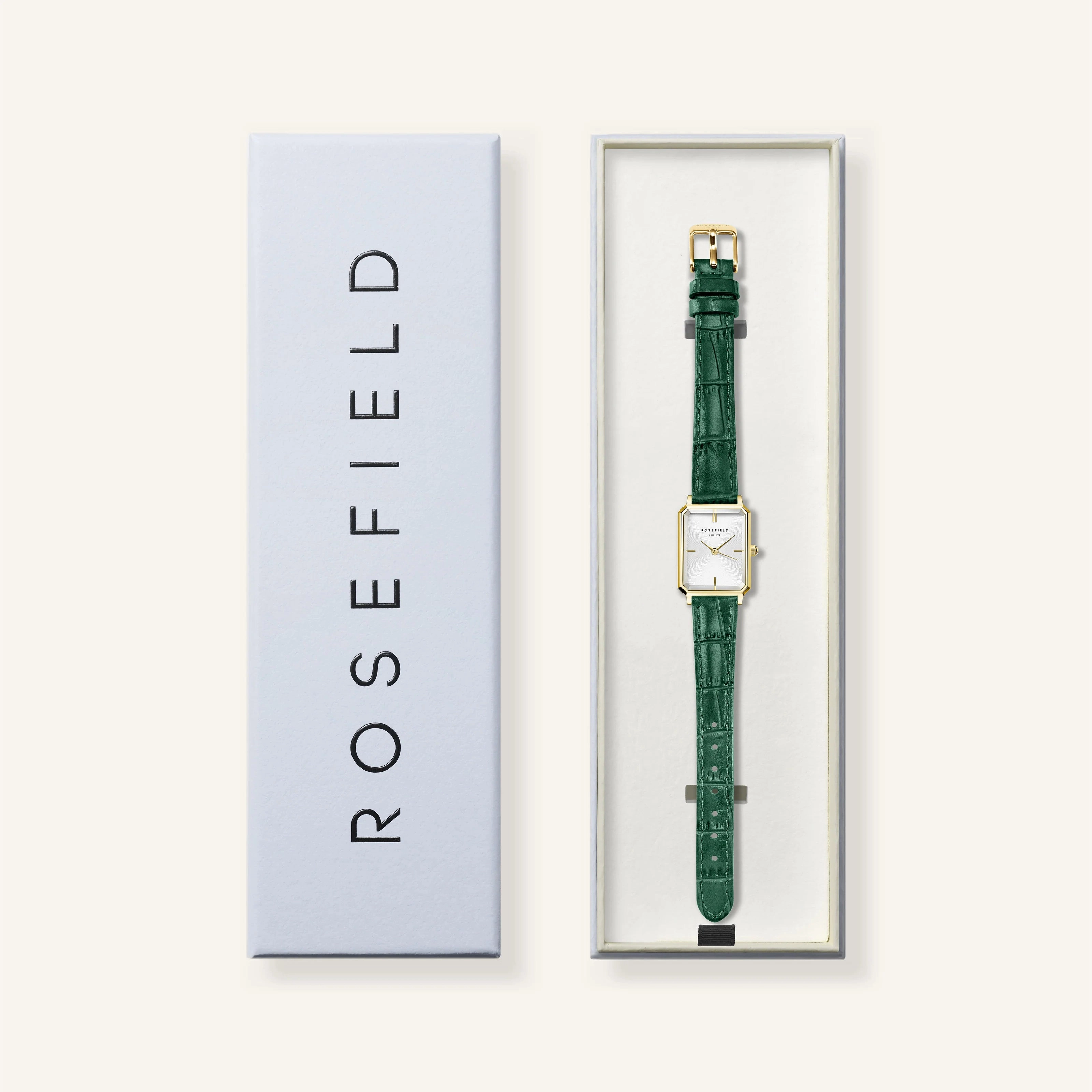 Rosefield Watch - Extra Small Octagon Emerald & Gold Watch