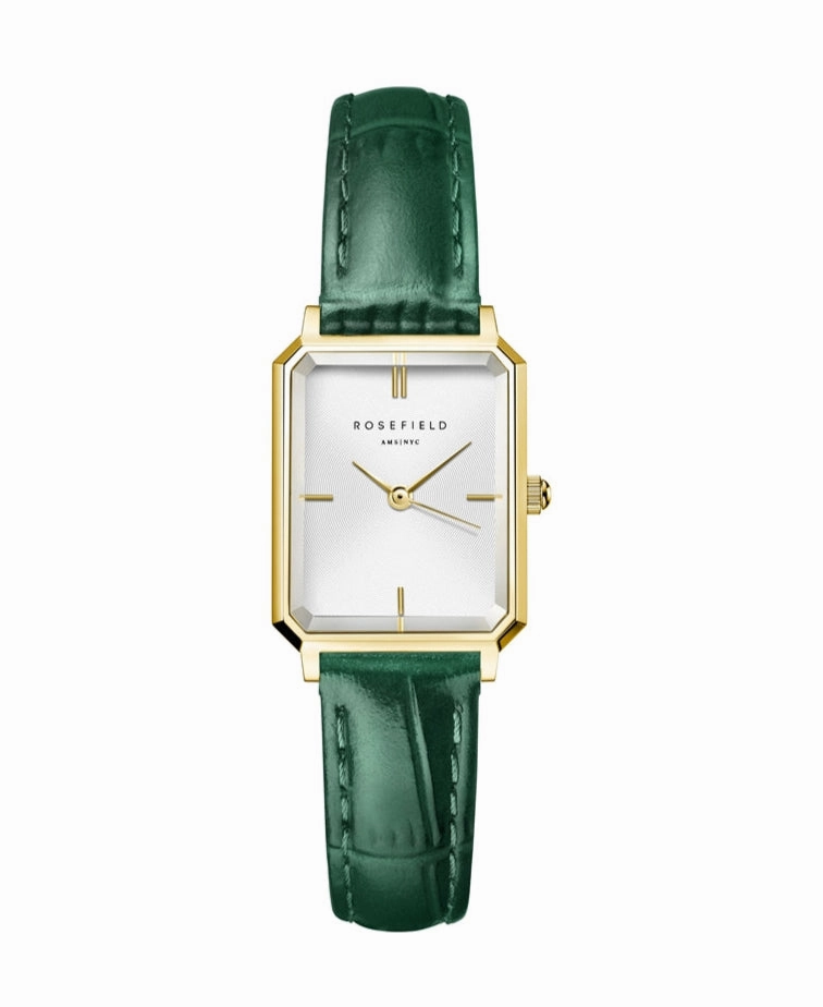Rosefield Watch - Extra Small Octagon Emerald & Gold Watch