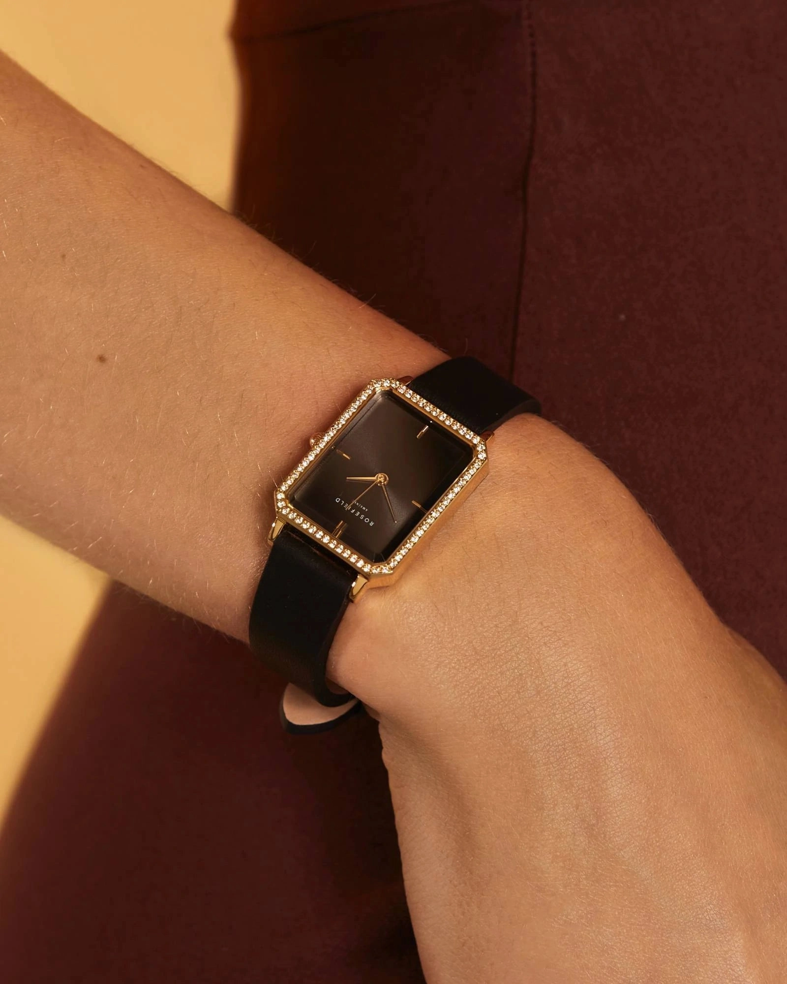 Rosefield Watch - Octagon Crystal Black & Gold