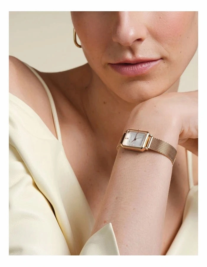 Rosefield Watch - Octagon Extra Small White Dial & Rose Gold Metal Strap