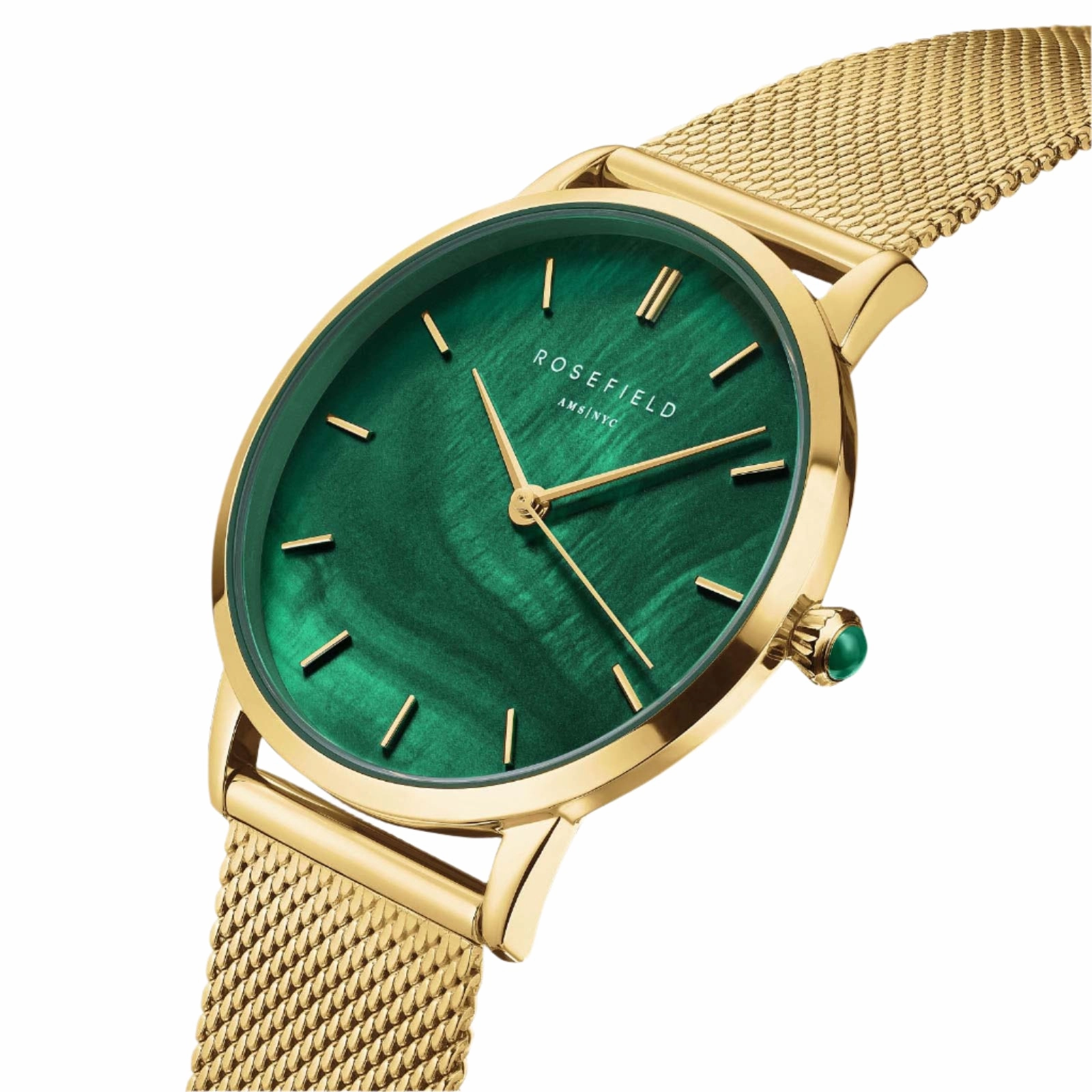 Rosefield Watch - Peral Edition Green Dial Edit With A Mesh Strap