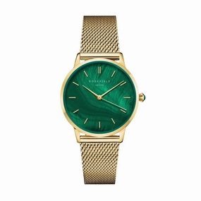Rosefield Watch - Peral Edition Green Dial Edit With A Mesh Strap
