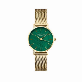 Rosefield Watch - Small Edition Emerald Green Mesh Gold Watch