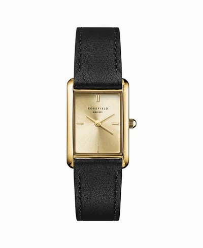 Rosefield Watch - The Heirloom Gold & Black Leather Strap Watch