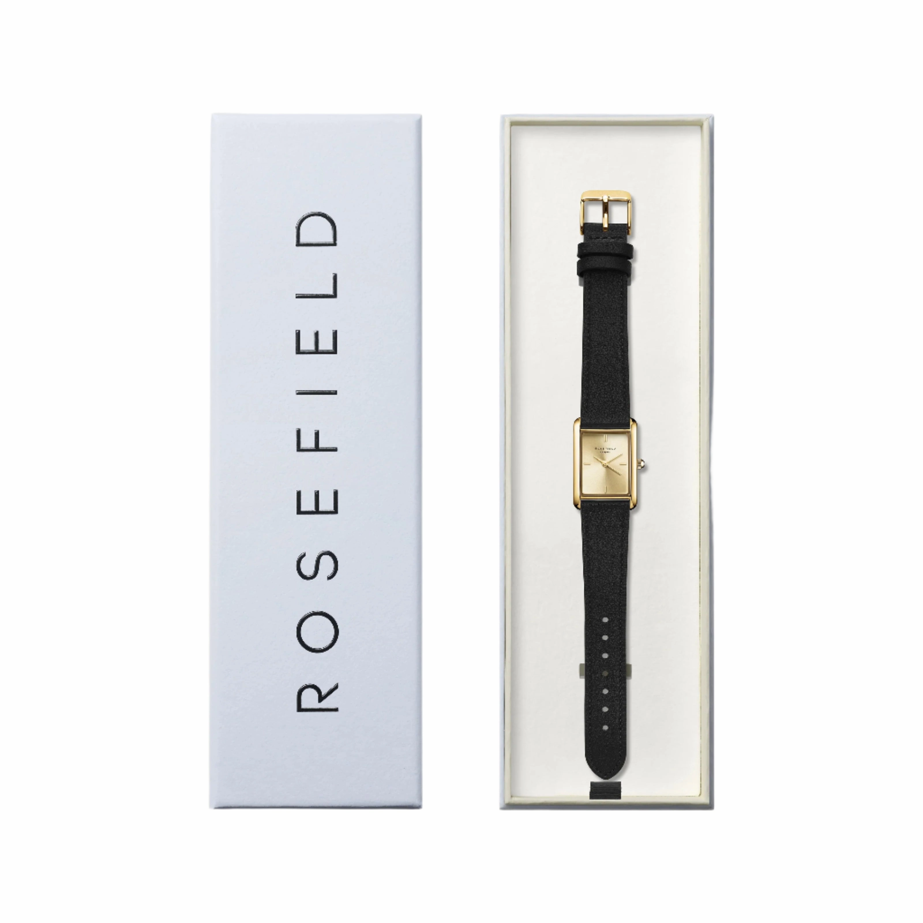 Rosefield Watch - The Heirloom Gold & Black Leather Strap Watch