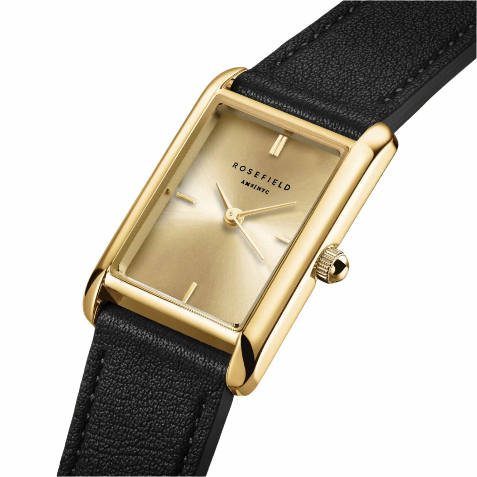 Rosefield Watch - The Heirloom Gold & Black Leather Strap Watch