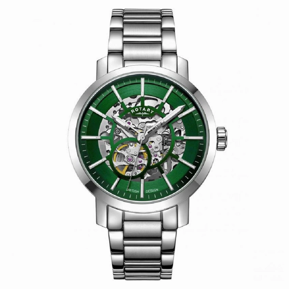 Rotary Greenwich Automatic Green Skeleton Dial Mens Watch GB05350/24