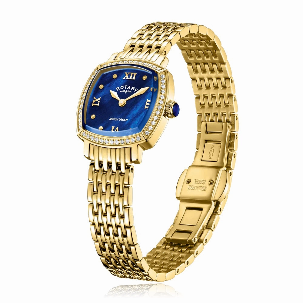 Rotary Traditional Crystal Set Gold Tone Ladies Watch LB05813/92