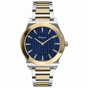 Salvatore Ferragamo 1898 Slim Blue Dial Two Tone Steel Men's Watch SFPE00419
