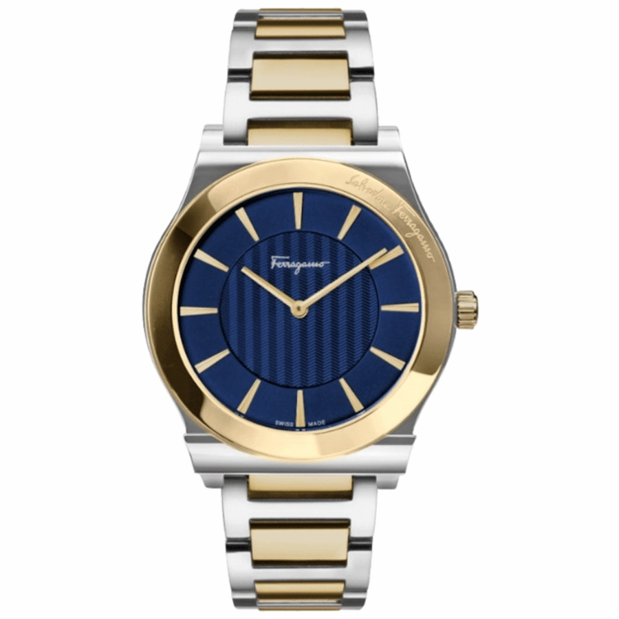 Salvatore Ferragamo 1898 Slim Blue Dial Two Tone Steel Men's Watch SFPE00419