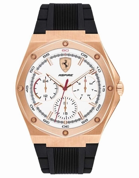 Scuderia Ferrari Aspire Watch - Rose Gold-Tone - White -  Sub-dials - Silicone