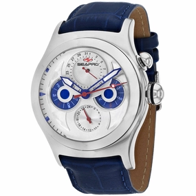Seapro Men's Watch - Chronoscope Silver Tone Case White Dial Leather Strap | SP0130