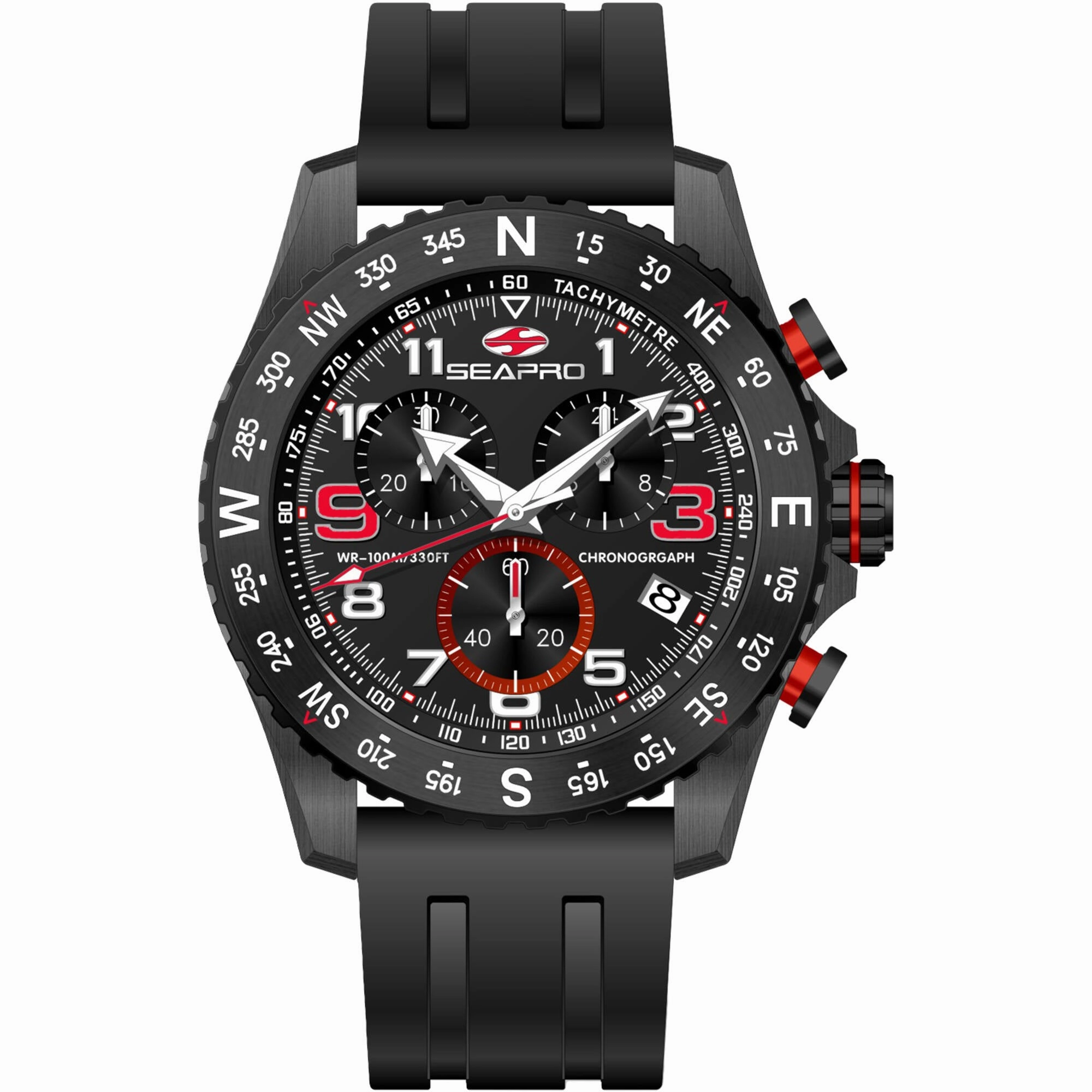 Seapro Men's Watch - Gallantry Quartz Black Dial Rubber Strap | SP9730