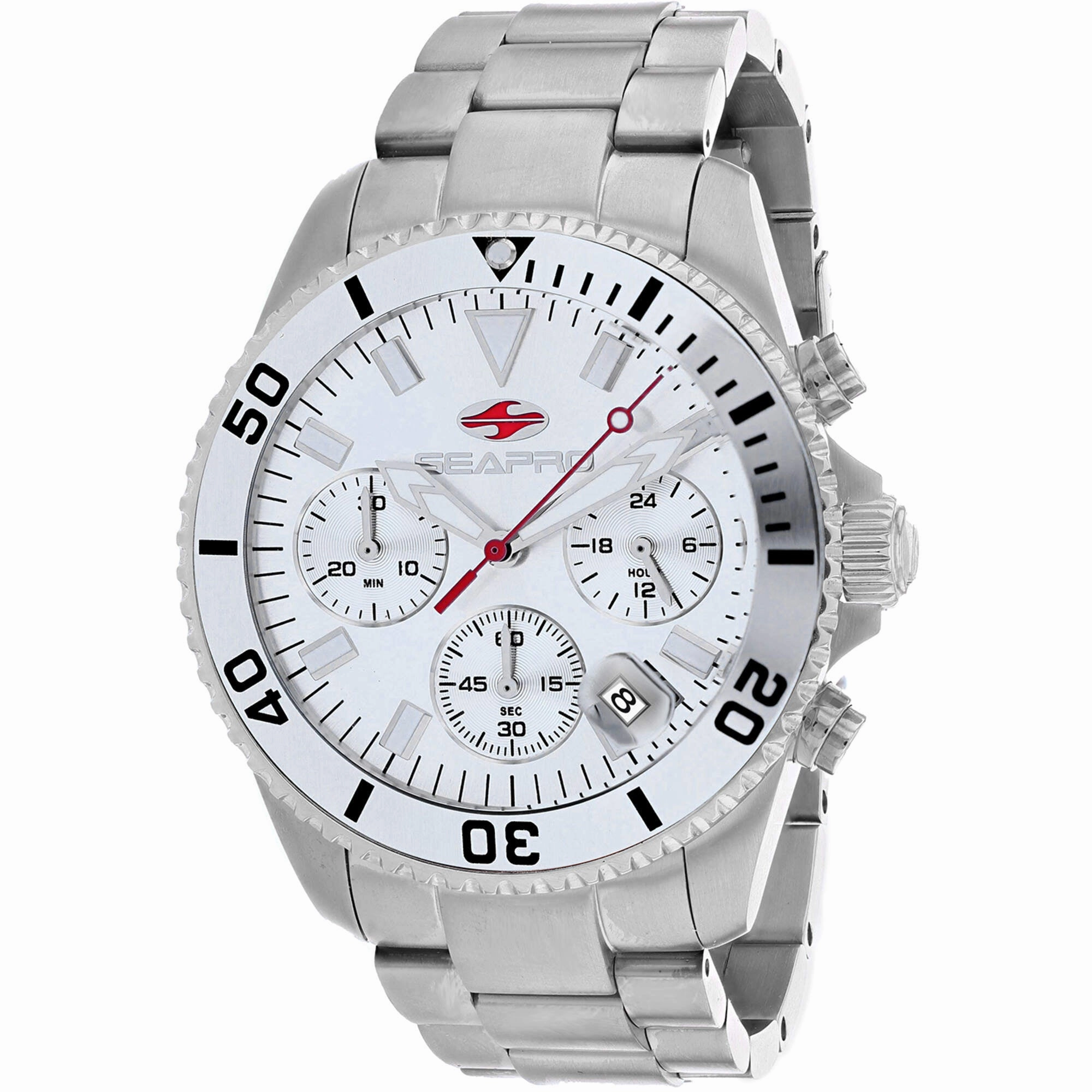 Seapro Men's Watch - Scuba 200 Chrono Silver Dial Stainless Steel Bracelet | SP4350
