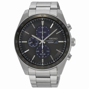 Seiko Men's Chrono Watch - Discover More Black & Blue Dial Bracelet | SSC715P1