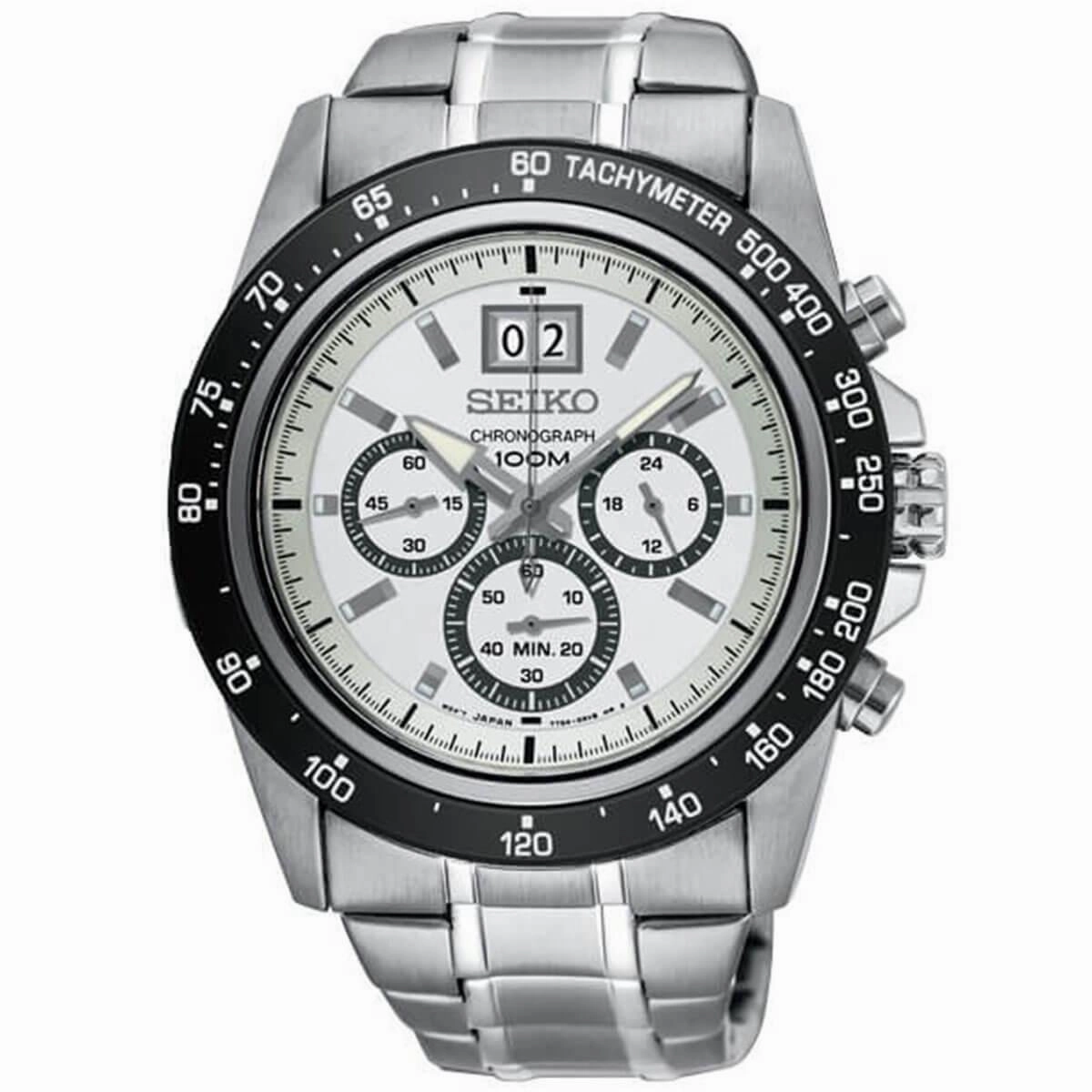 Seiko Men's Chronograph Watch - Lord Black and White Dial Bracelet | SPC241P1