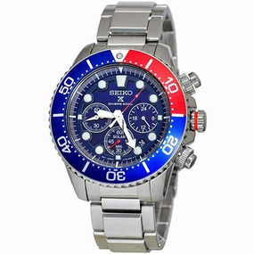 Seiko Men's Chronograph Watch - Prospex Solar Blue Dial Silver Bracelet | SSC783P1