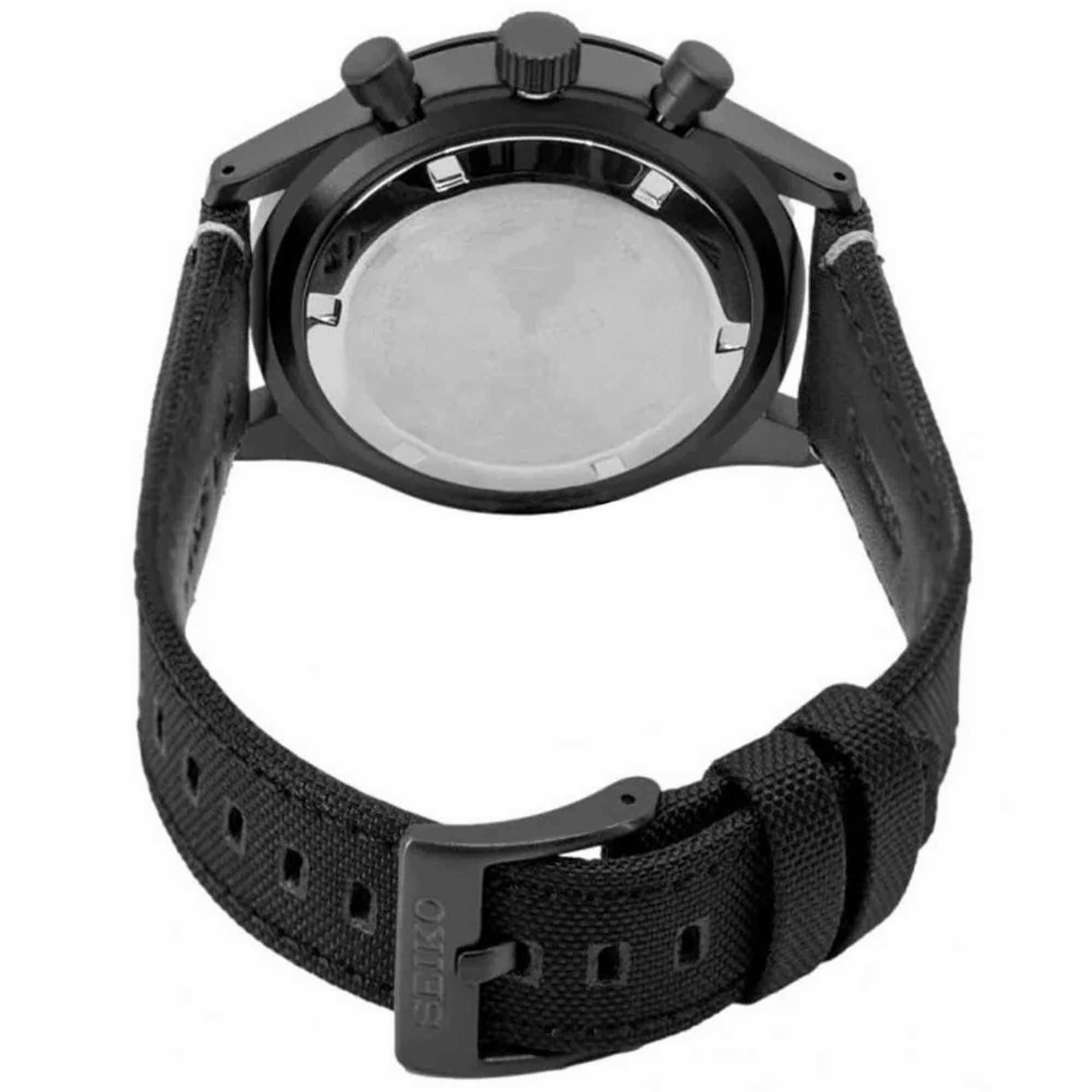 Seiko Men's Quartz Watch - Dress Chrono Black Stainless Steel Case Strap | SSB417P1