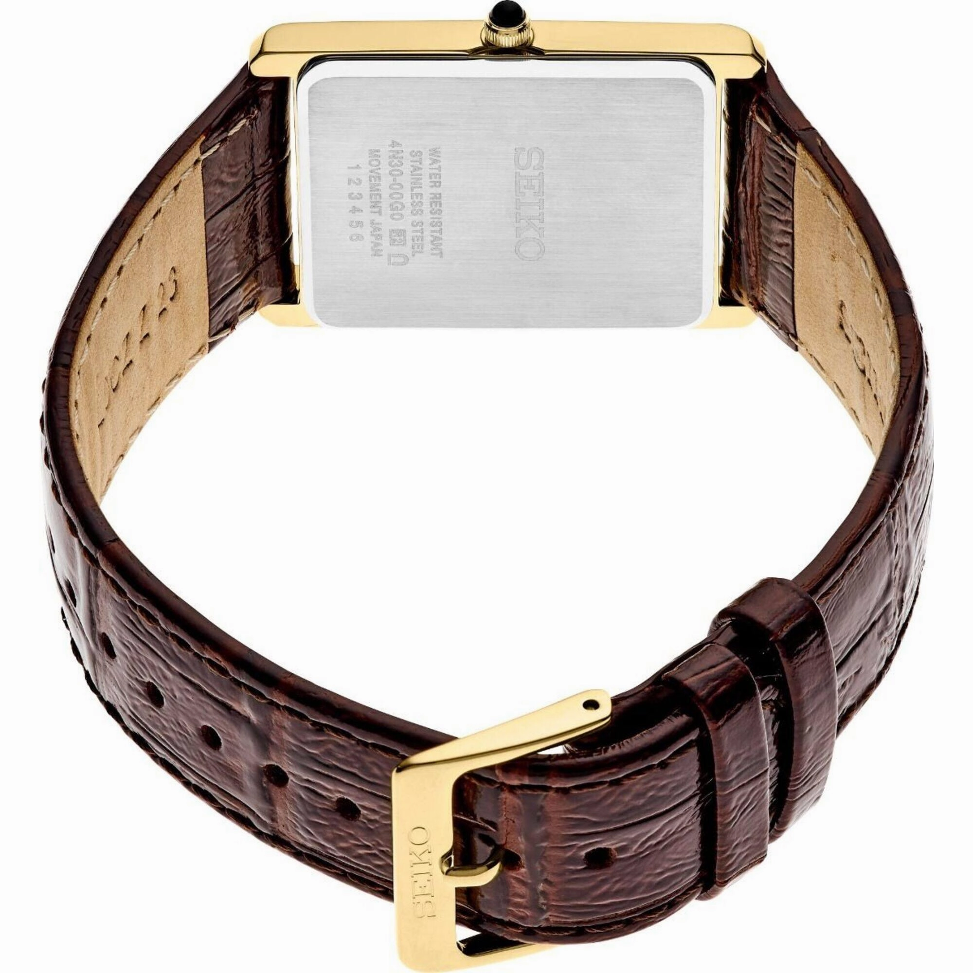 Seiko Men's Watch - Essentials Quartz Champagne Dial Brown Leather Strap | SWR064P1