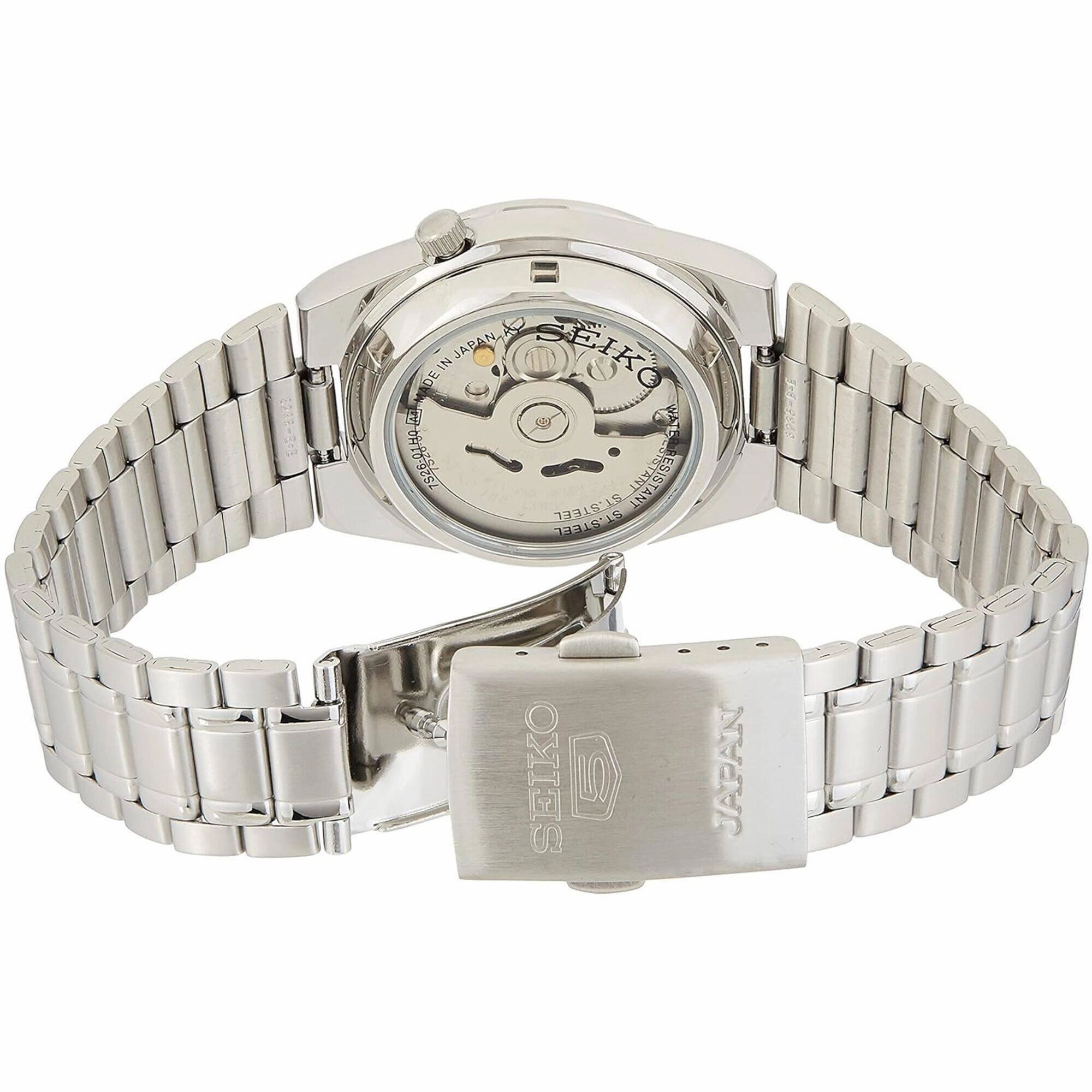 Seiko Men's Watch - Series 5 Automatic Black Dial Silver Steel Bracelet | SNK063J5