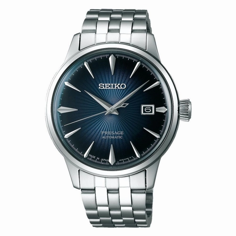 Seiko Presage Automatic Blue Face Cocktail Mens Watch SRPB41J1