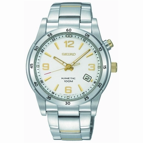 Seiko SKA503P1 Men's Kinetic White Dial Stainless Steel Bracelet Watch