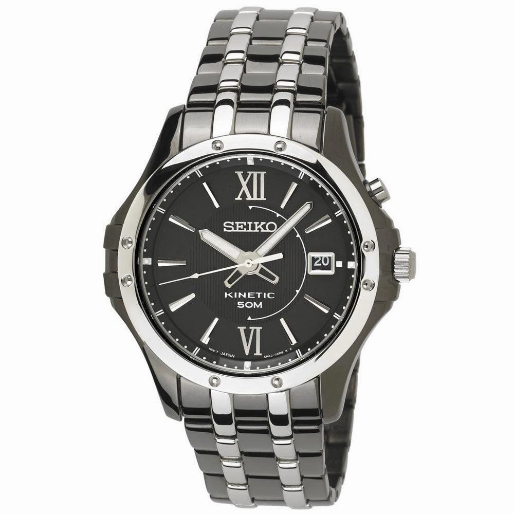 Seiko SKA551 Men's Le Grand Sport Kinetic Power Reserve Black Dial Two Tone Steel Watch
